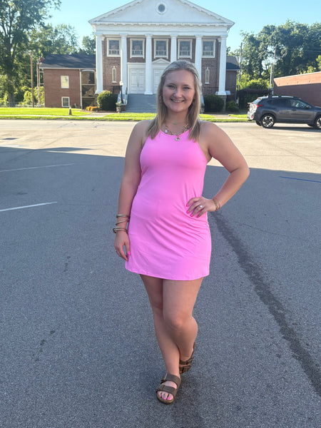 Solid Tank Dress with Athletic Shorts