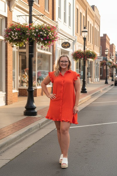 Orange Avery GameDay ButtonDown Dress
