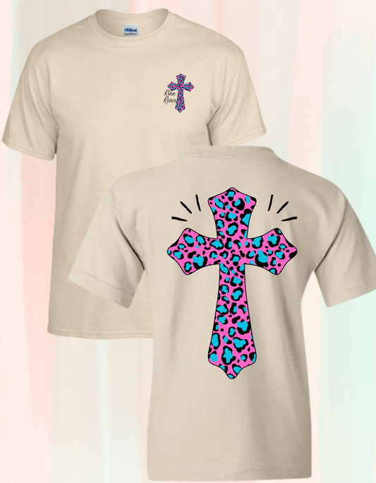 Rinn River Leopard Cross Tee Back, Short Sleeve*