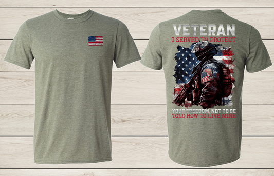 Served To Protect Short Sleeve Tee/ Heather Military Green