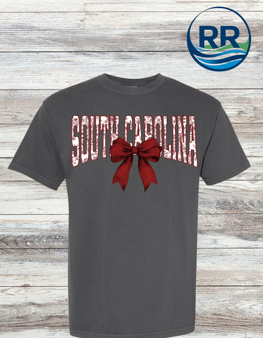 South Carolina Maroon Floral Comfort Colors T-Shirt-Charcoal