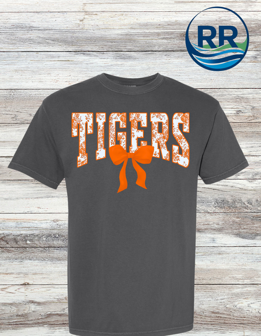 Tigers Floral Comfort Colors T-Shirt-Charcoal