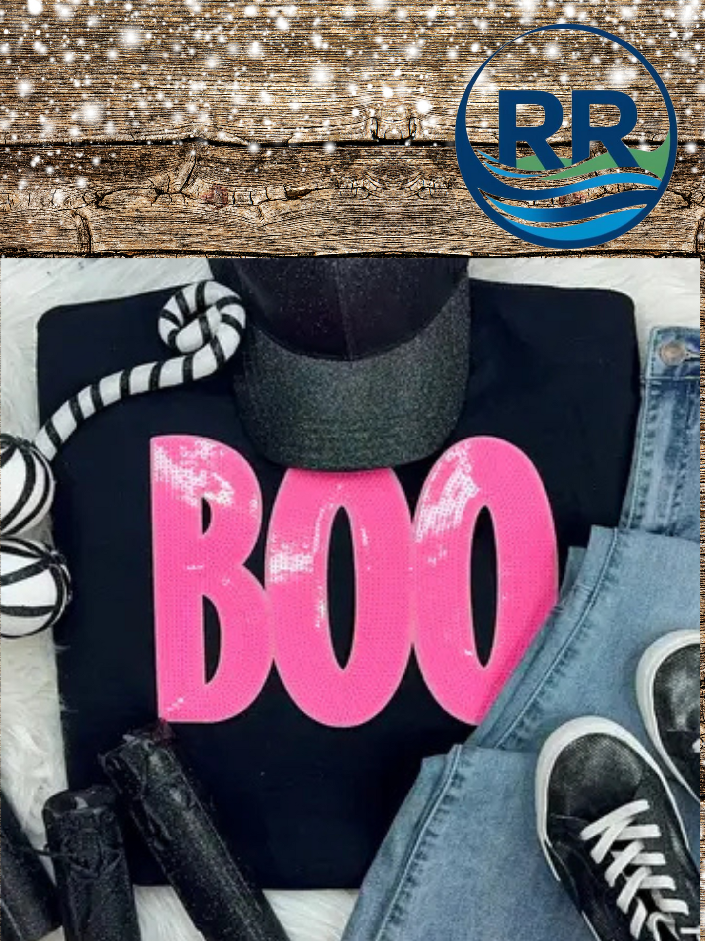 Pink Boo Sequin Patch- Crewneck
