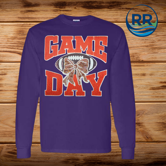 Football Orange Game Day: Long Sleeve T-Shirt, Purple