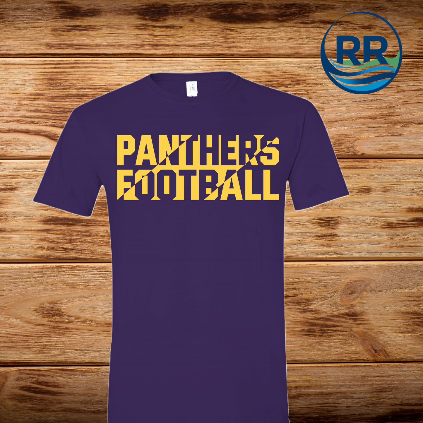 Geometric Panthers Football T-Shirt: Purple