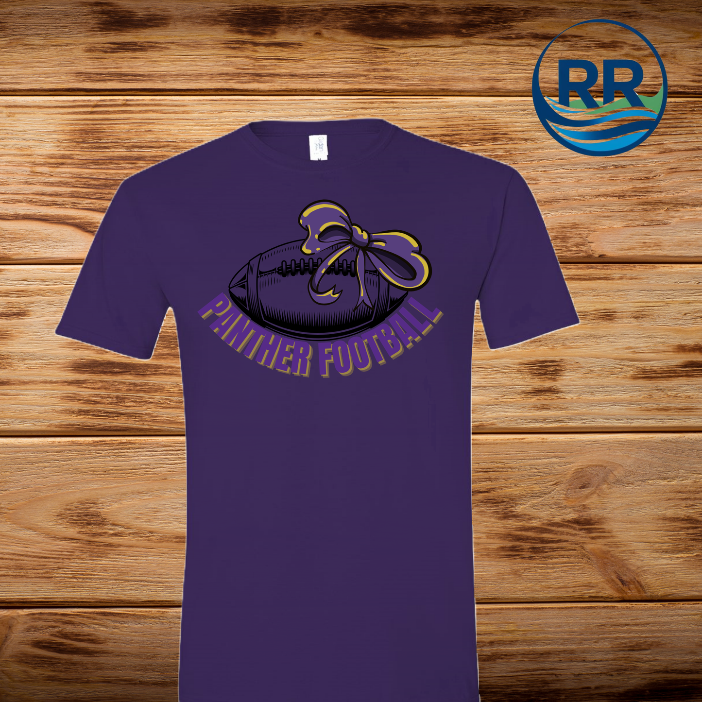 Panther Football Bow T-Shirt: Purple