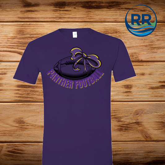 Panther Football Bow T-Shirt: Purple