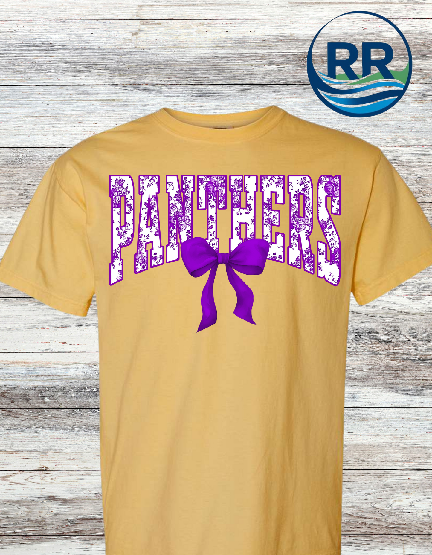 Panthers Floral Comfort Colors T-Shirt: Gold