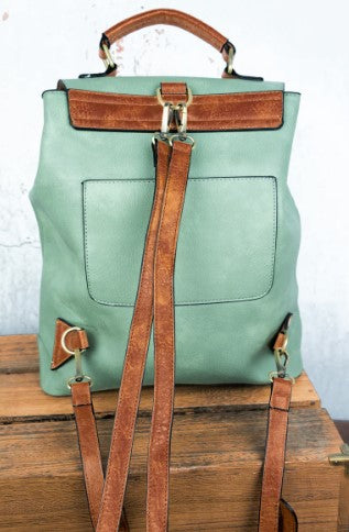 Faux Leather Satchel Backpack*