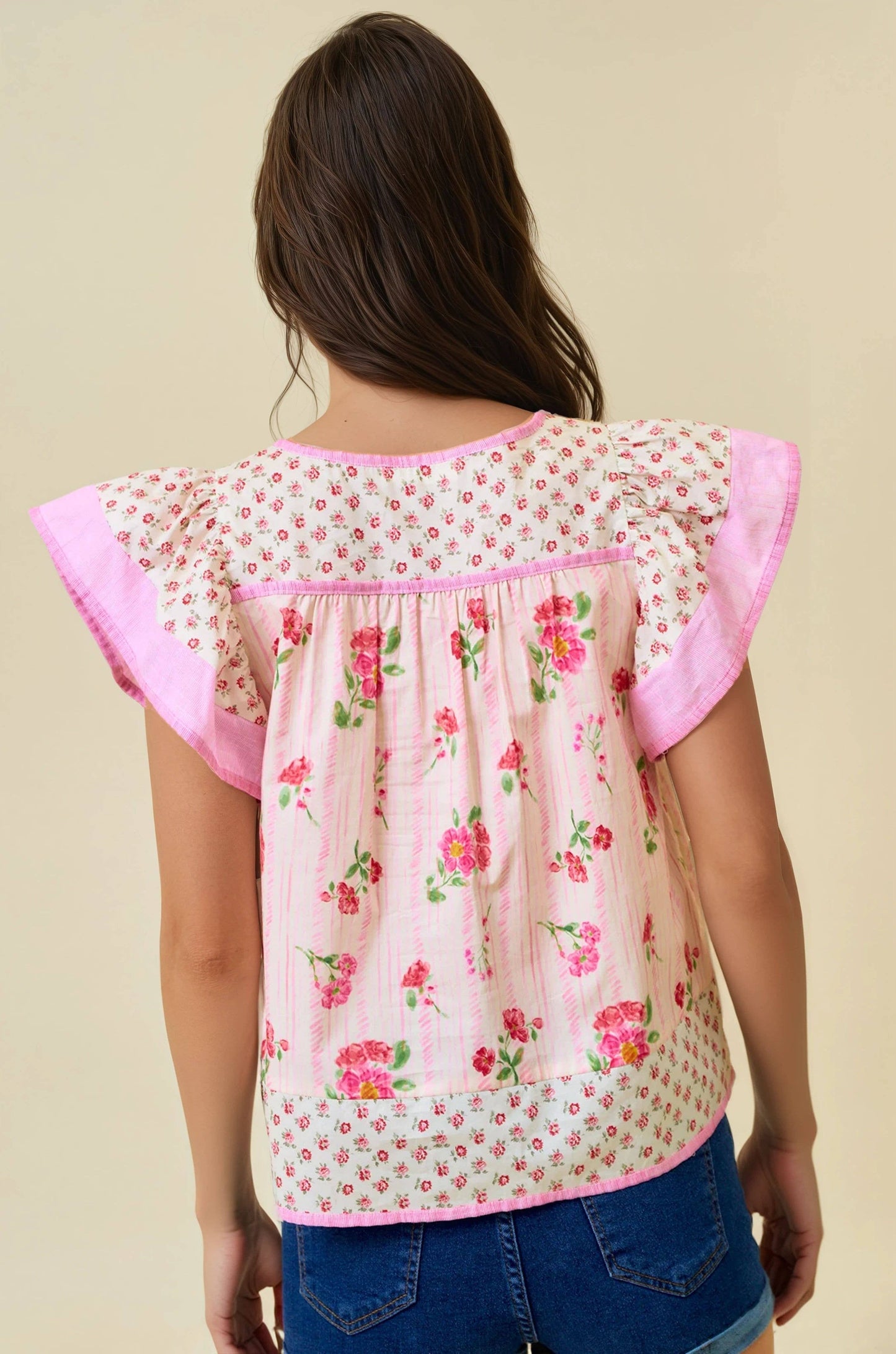 Strawberry Fields Flutter Top