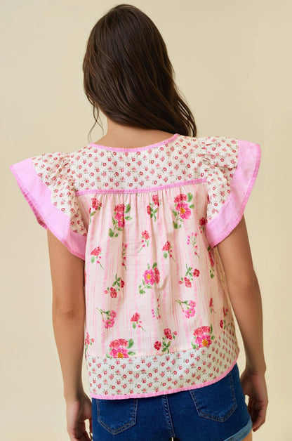 Strawberry Fields Flutter Top