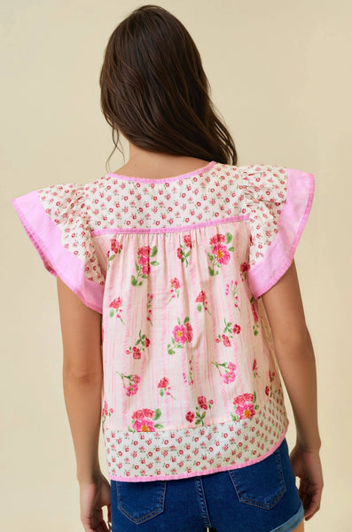 Strawberry Fields Flutter Top