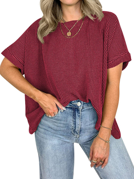 Garnet Ribbed Oversized Tee
