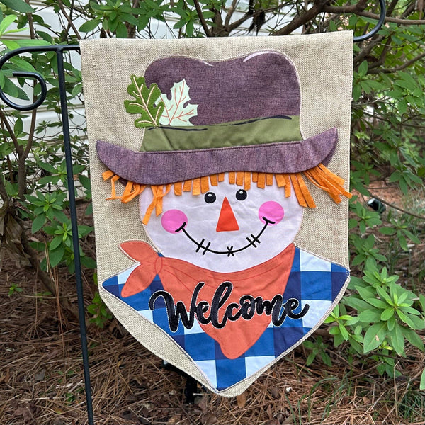 Scarecrow Burlap 2-Sided Garden Flag