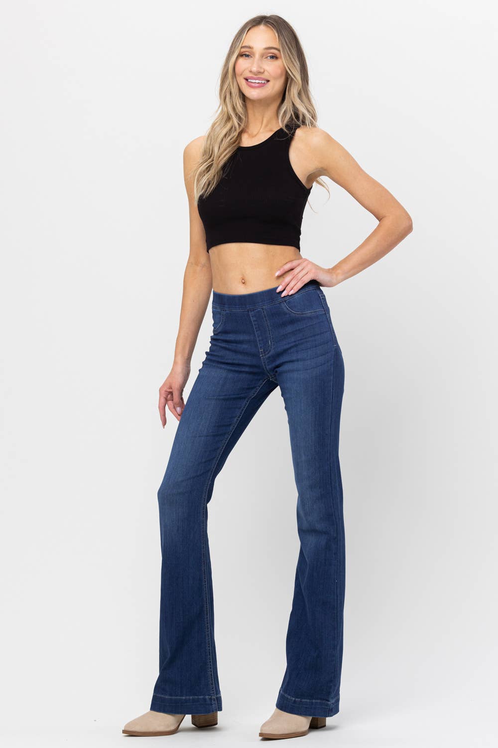 Jelly Jeans Dark Denim Pull On Flare*