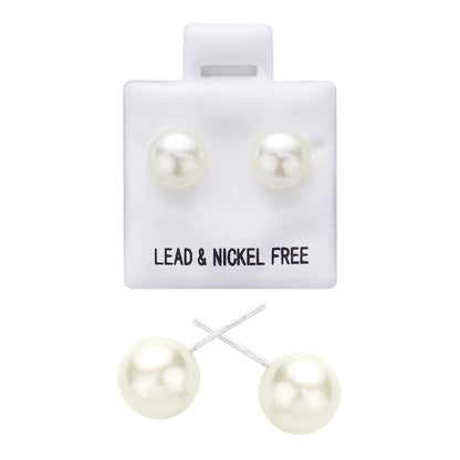 Round Pearl Stud Earrings