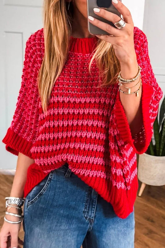 Red and Pink Knit Sweater