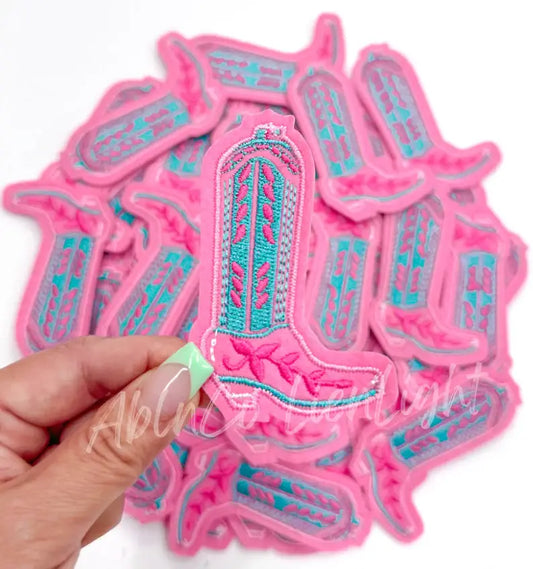 Pink turquoise cowboy boot patch