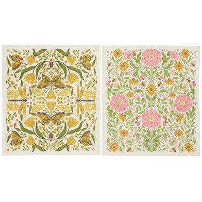 Dragonfly Folk Art Swedish Dishcloth Set