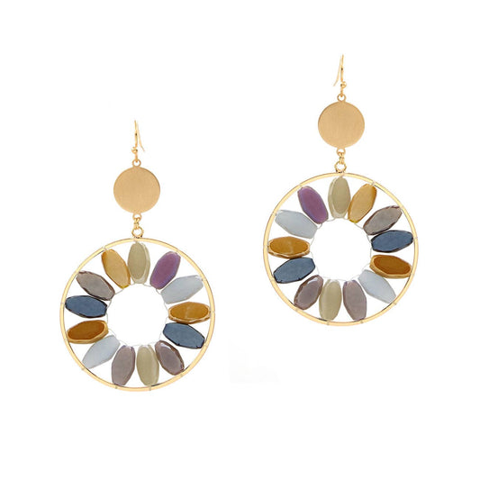 Multi Oval Glass Crystal Earring