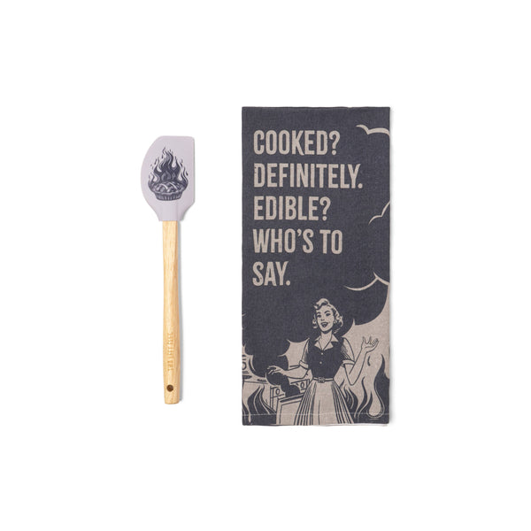 Two Left Feet The Reluctant Chef Tea Towel & Spatula Set