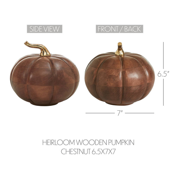 Chestnut Mango Wood Pumpkin 7" Decor
