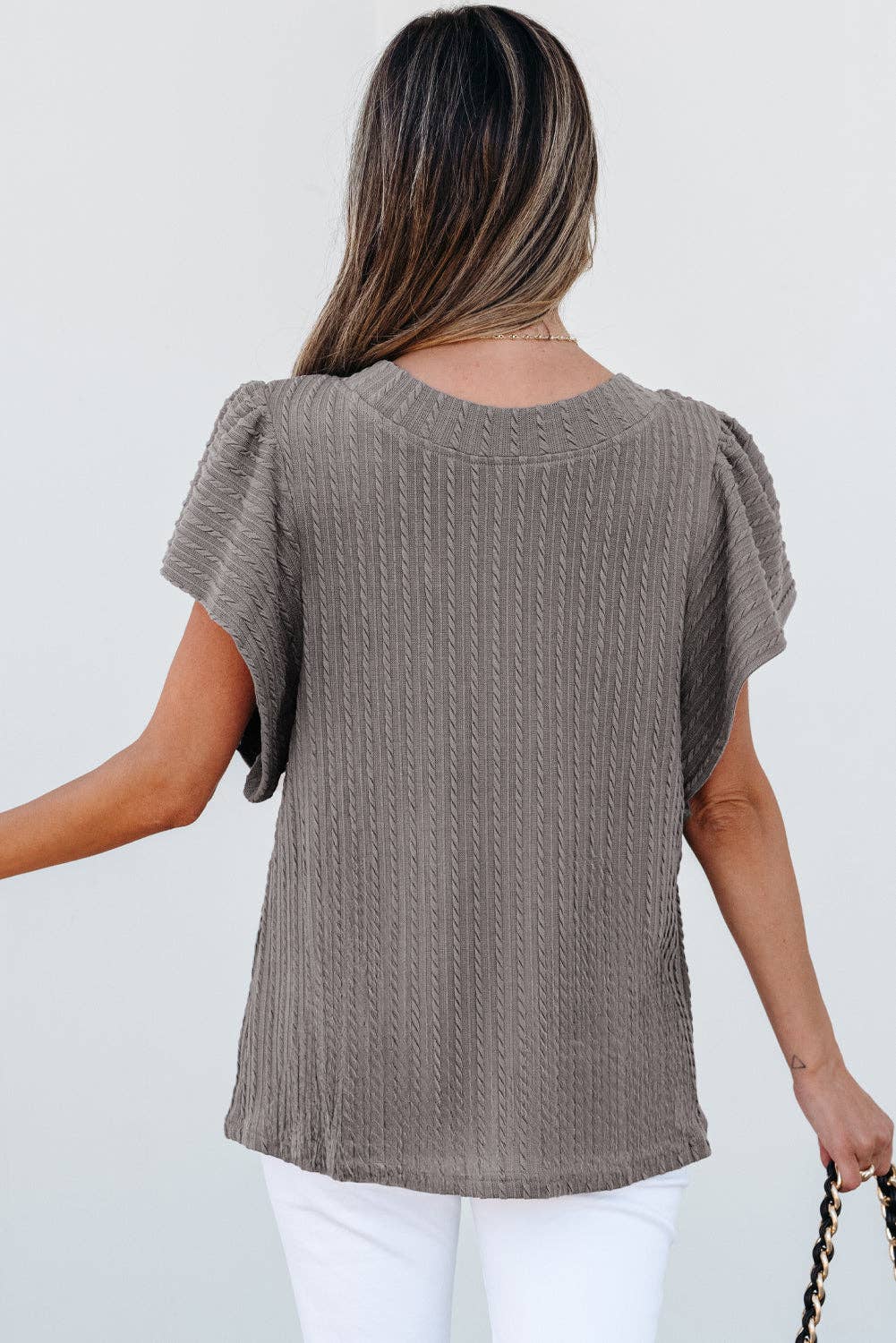 Sleet Textured Flutter Top