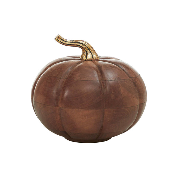 Chestnut Mango Wood Pumpkin 7" Decor