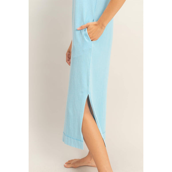 Cap Sleeve Midi Dress Blue