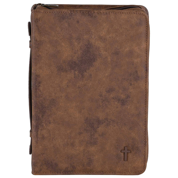 White Dove Bible Case Cross Suede Brown XL
