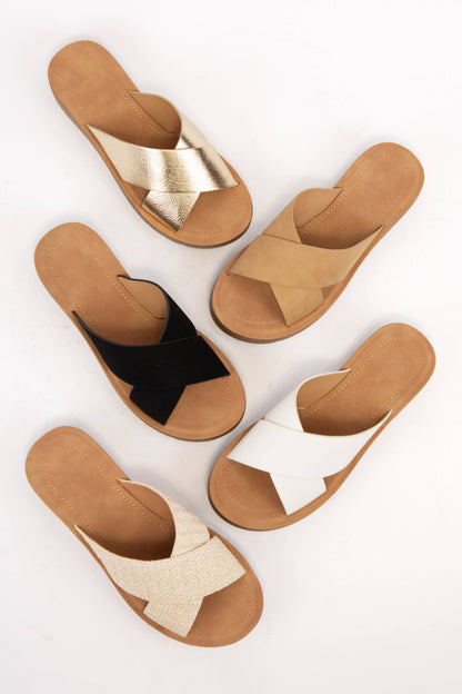 Soda Cross Strap Sandals Brown