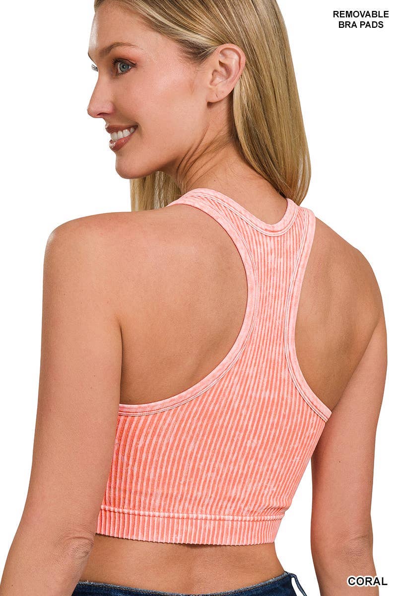Stone Washed Ribbed Racerback Tank