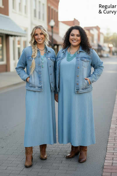 Ocean Blue Pleated Maxi