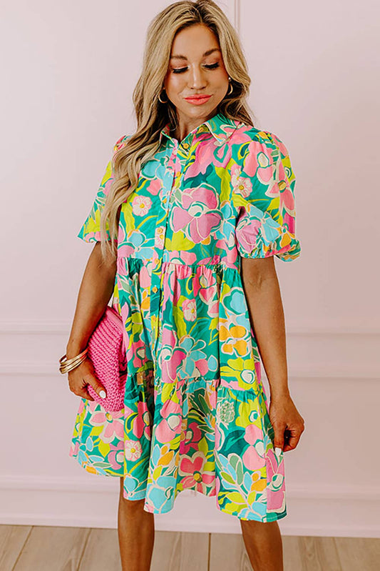 Floral Puff Babydoll Dress