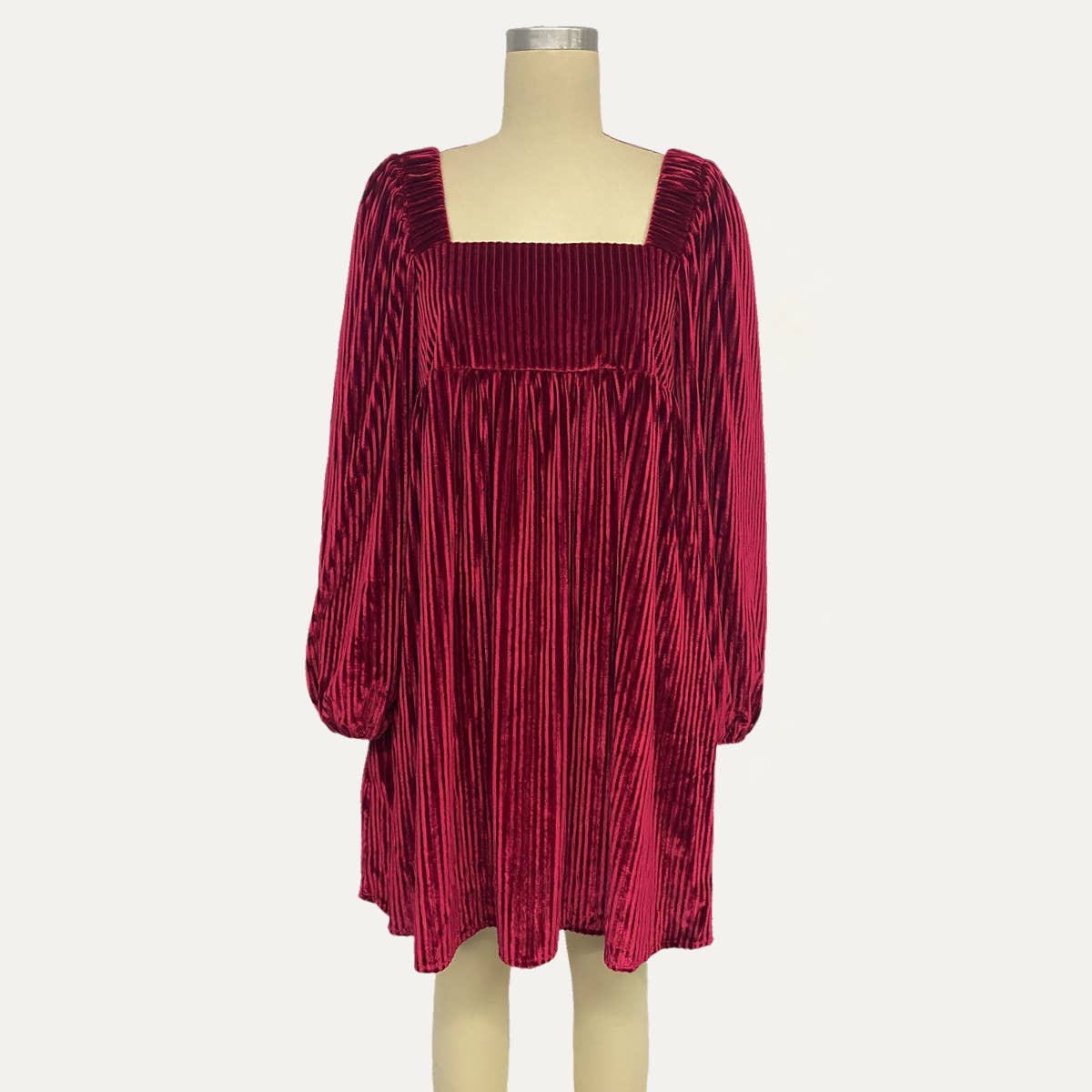 Velvet Square Neck Open-Back Dress