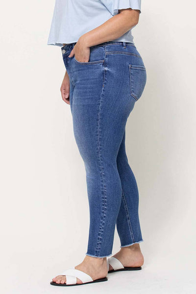 Vervet Mid Rise Raw Hem Crop Skinny Jeans