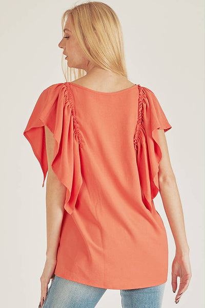 Solid Coral Flutter Sleeve