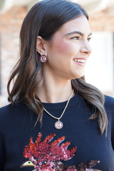 Gamecocks Pave Disc Stud Earrings