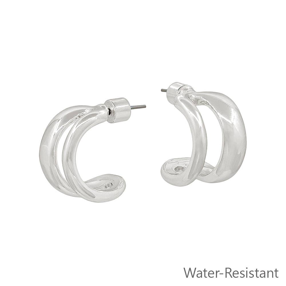 Water Resistant Open Double Huggie Hoop