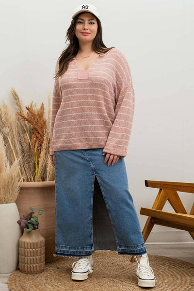 Drop Knit Sweater, Curvy*