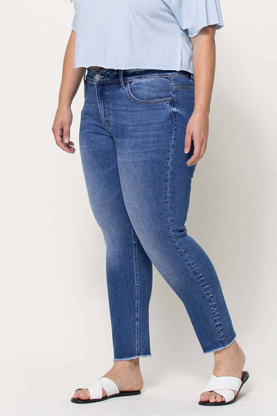 Vervet Mid Rise Raw Hem Crop Skinny Jeans