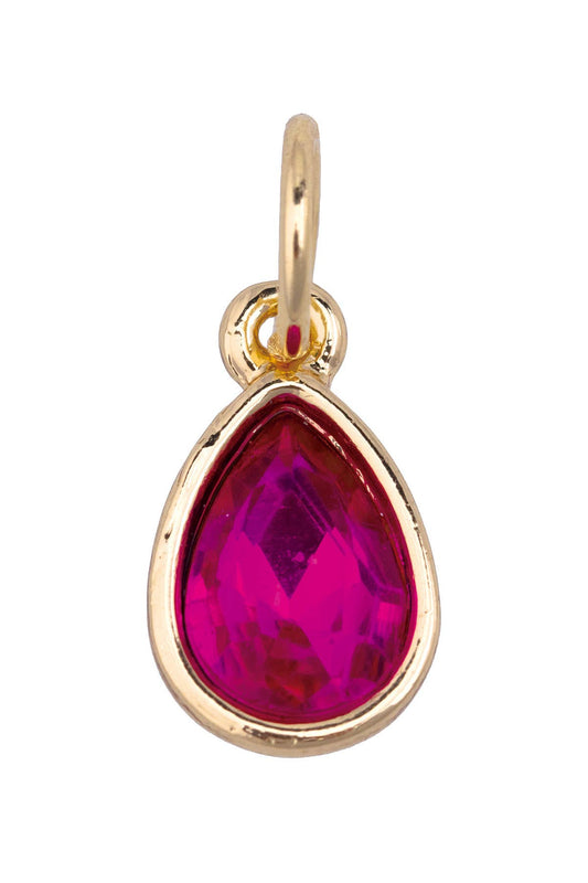 Rhinestone Teardrop Charm in Pink