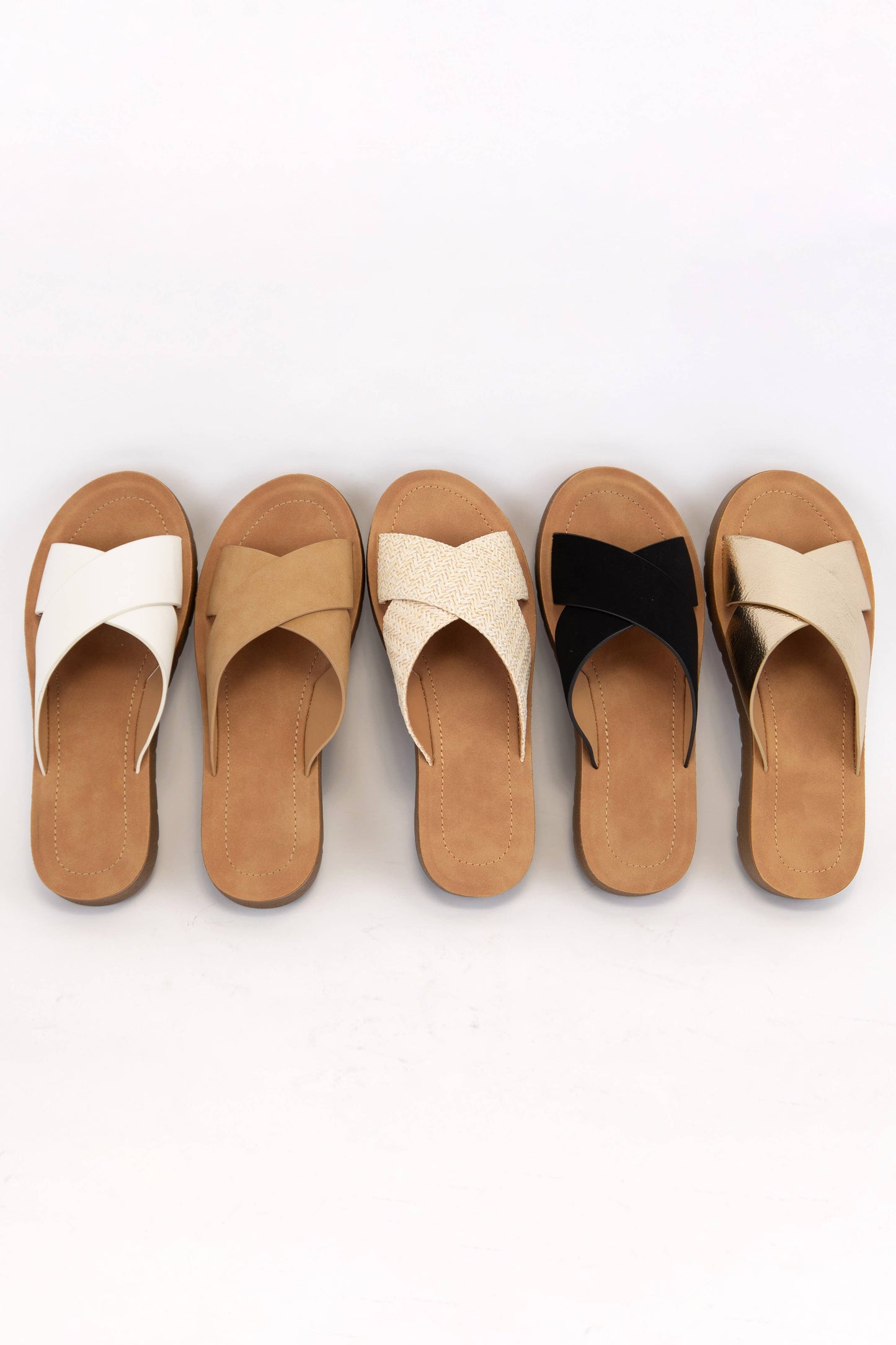 Soda Cross Strap Sandals Brown