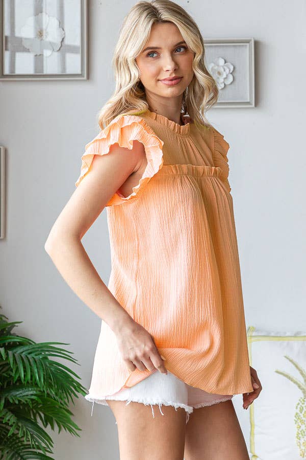 Crinkle Mock Neck Top Cream