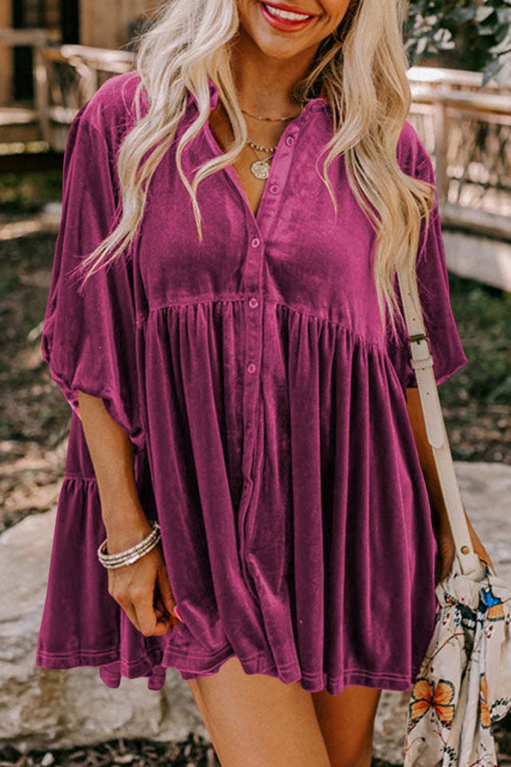 Pitaya Pink Crushed Velvet Tunic*