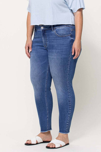Vervet Mid Rise Raw Hem Crop Skinny Jeans
