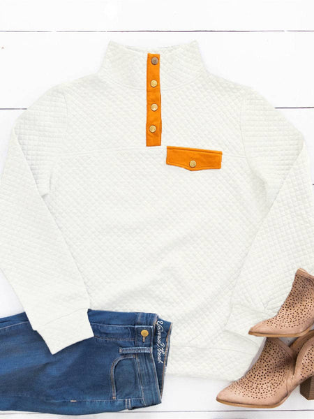 Kennedy Quilted Pullover Ivory
