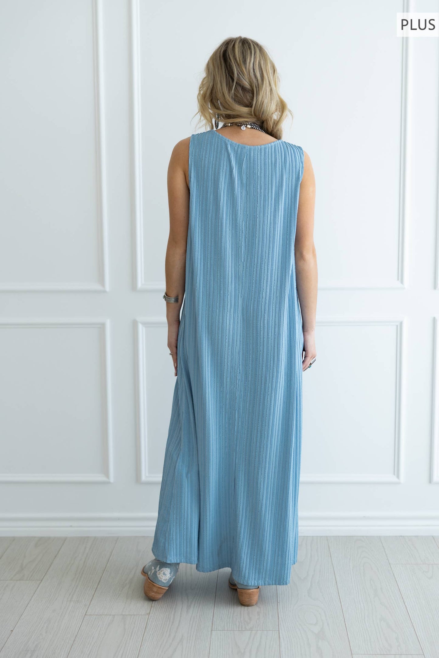 Ocean Blue Pleated Maxi