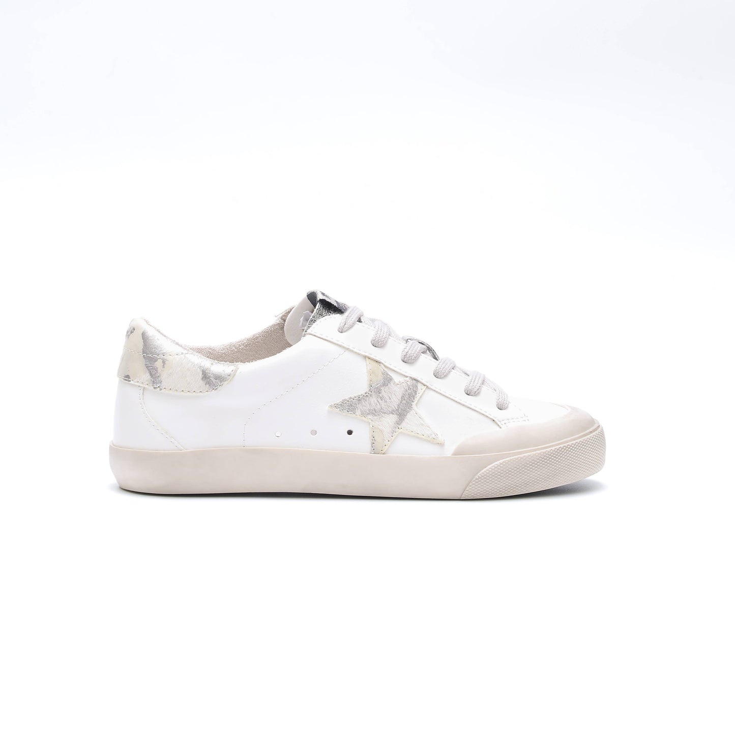White Sadie Silver and Hide Star Sneaker