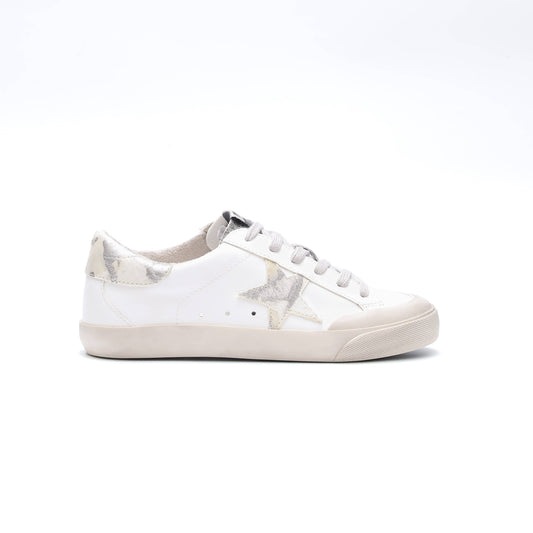 White Sadie Silver and Hide Star Sneaker
